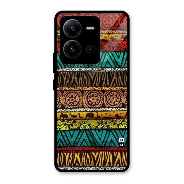 African Design Pattern Glass Back Case for Vivo V25