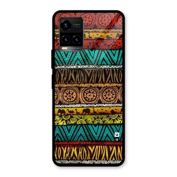 African Design Pattern Glass Back Case for Vivo Y21G