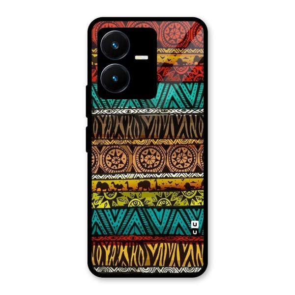 African Design Pattern Glass Back Case for Vivo Y22