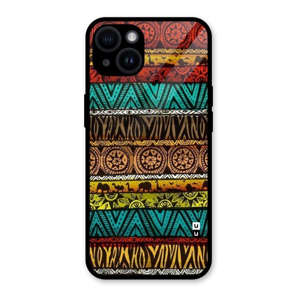 African Design Pattern Glass Back Case for iPhone 14