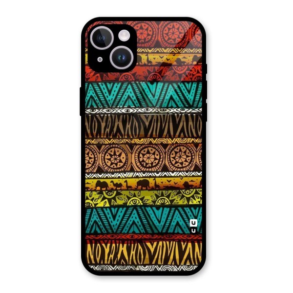 African Design Pattern Glass Back Case for iPhone 14 Plus