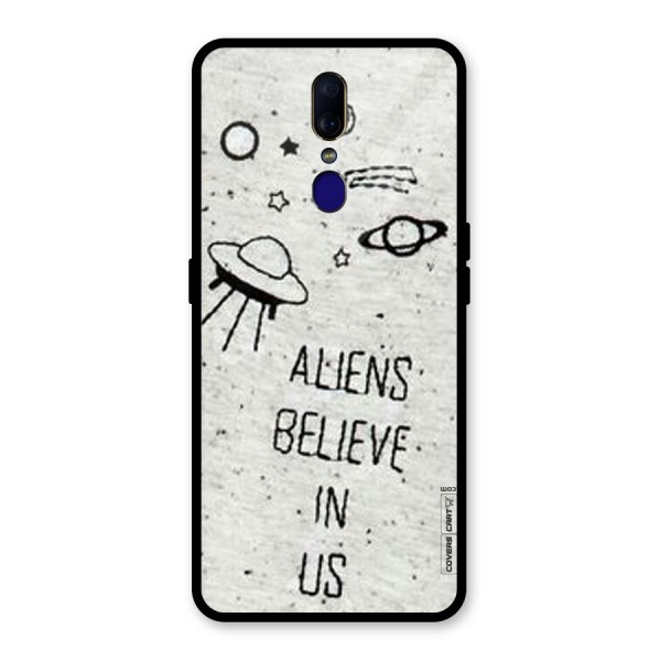 Aliens Believe In Us Glass Back Case for Oppo F11