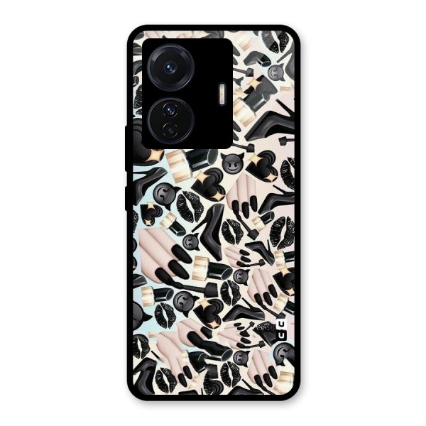 All Black Love Glass Back Case for Vivo T1 Pro