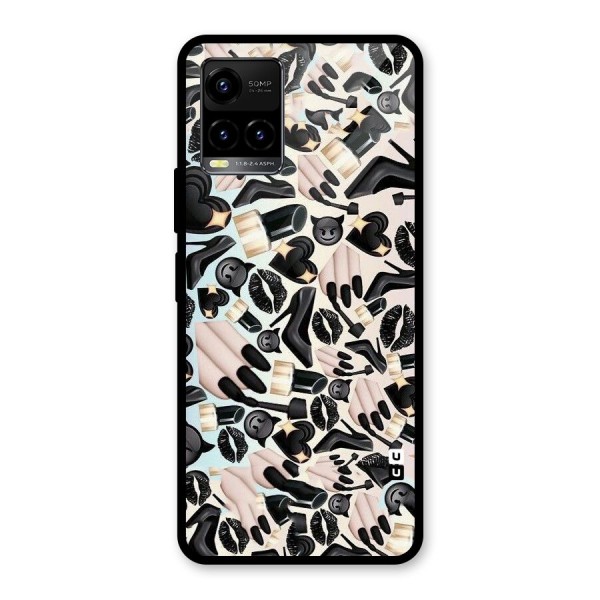 All Black Love Glass Back Case for Vivo Y21 2021