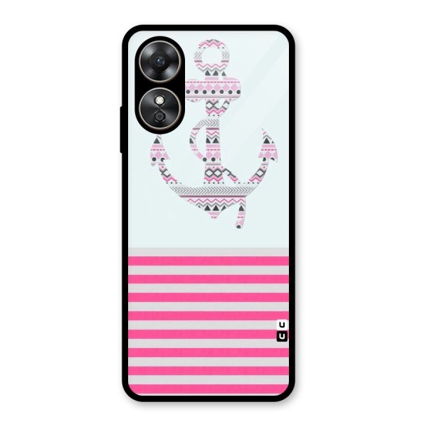 Anchor Design Stripes Glass Back Case for Oppo A17