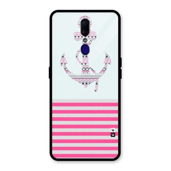 Anchor Design Stripes Glass Back Case for Oppo F11