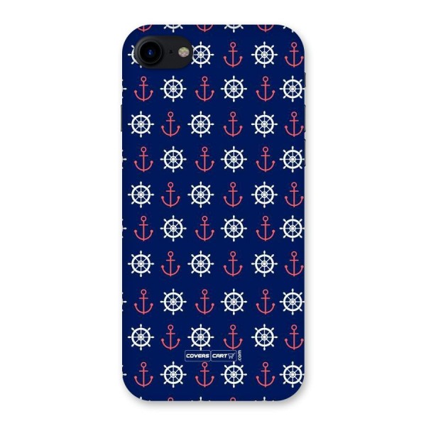 Anchor Pattern Blue Back Case for iPhone SE 2020