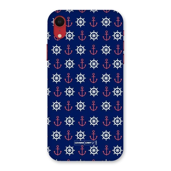 Anchor Pattern Blue Back Case for iPhone XR