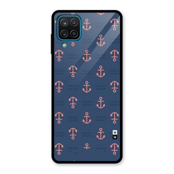 Anchor Sea Blue Glass Back Case for Galaxy A12