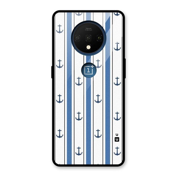 Anchor Stripe Lines Glass Back Case for OnePlus 7T