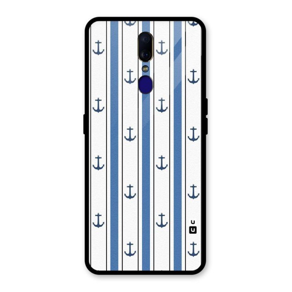 Anchor Stripe Lines Glass Back Case for Oppo F11