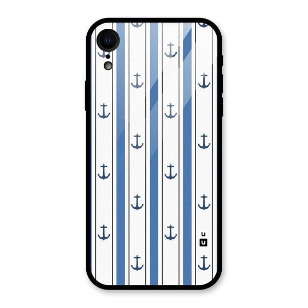 Anchor Stripe Lines Glass Back Case for XR