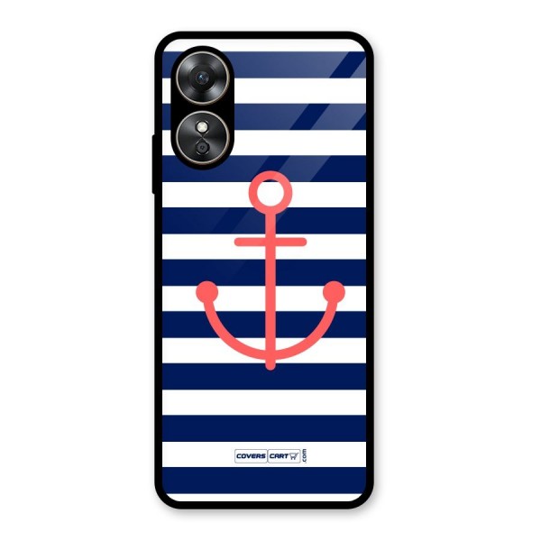 Anchor Stripes Glass Back Case for Oppo A17