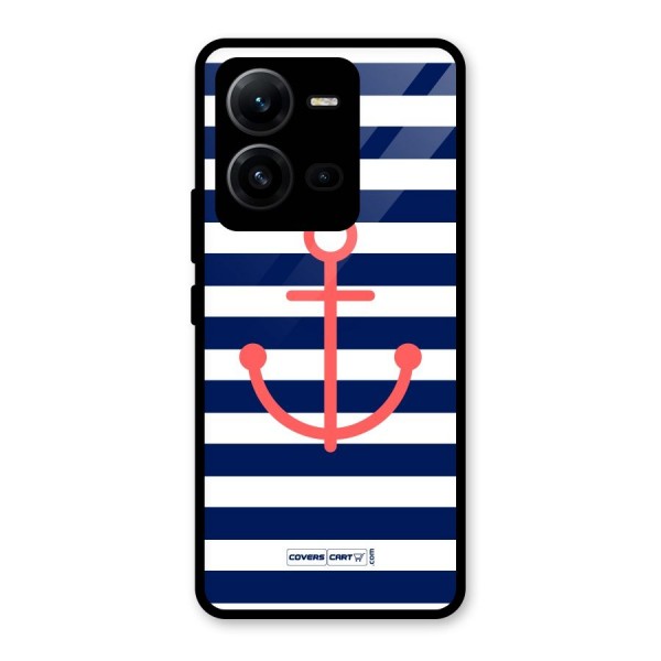 Anchor Stripes Glass Back Case for Vivo V25