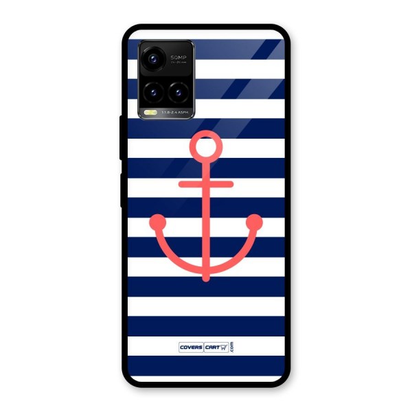 Anchor Stripes Glass Back Case for Vivo Y21A