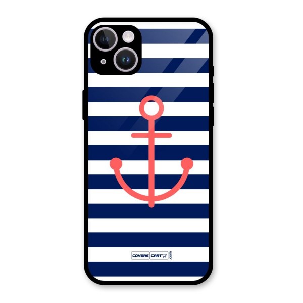 Anchor Stripes Glass Back Case for iPhone 14 Plus