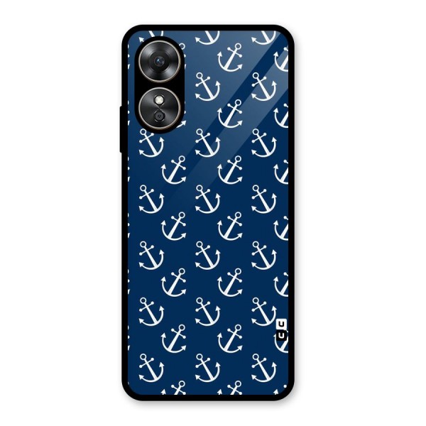 Anchor Zig Pattern Glass Back Case for Oppo A17