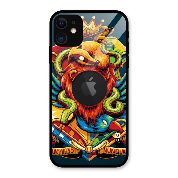 Animal Art Glass Back Case for iPhone 11 Logo Cut