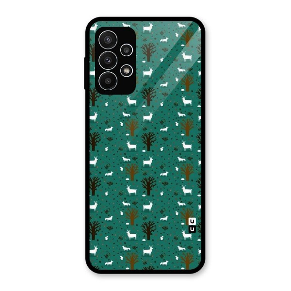 Animal Grass Pattern Glass Back Case for Galaxy A23