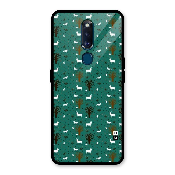 Animal Grass Pattern Glass Back Case for Oppo F11 Pro