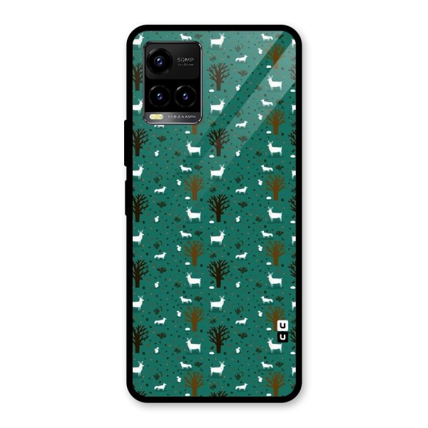 Animal Grass Pattern Glass Back Case for Vivo Y21 2021