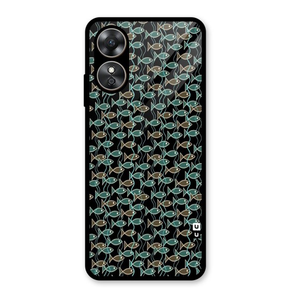 Animated Fishes Art Pattern Glass Back Case for Oppo A17