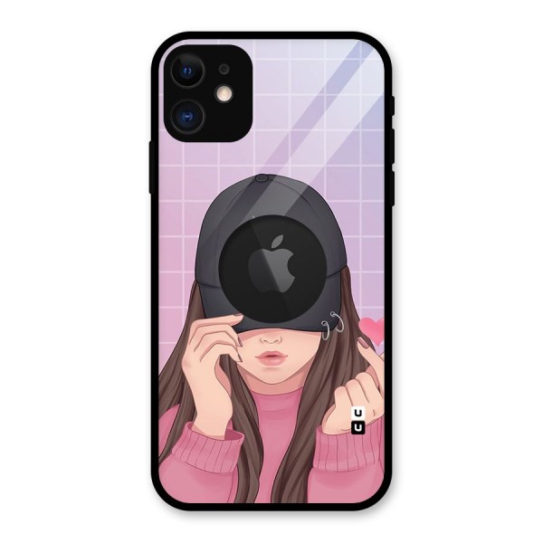 Anime Beautiful BTS Girl Glass Back Case for iPhone 11 Logo Cut