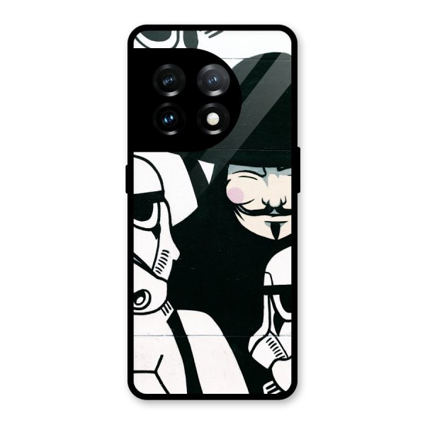 Anonymous Hat Glass Back Case for OnePlus 11