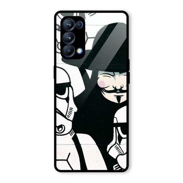 Anonymous Hat Glass Back Case for Oppo Reno5 Pro 5G