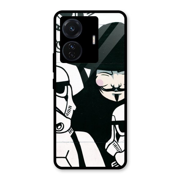 Anonymous Hat Glass Back Case for Vivo T1 Pro