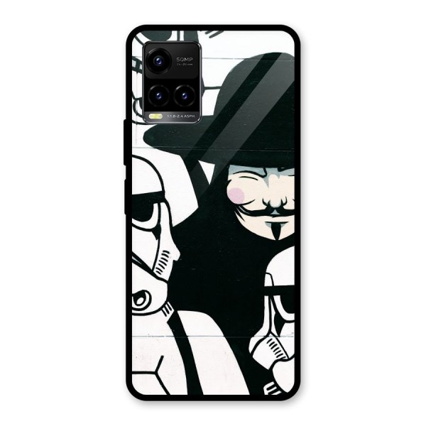 Anonymous Hat Glass Back Case for Vivo Y21G