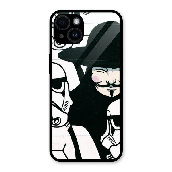 Anonymous Hat Glass Back Case for iPhone 14