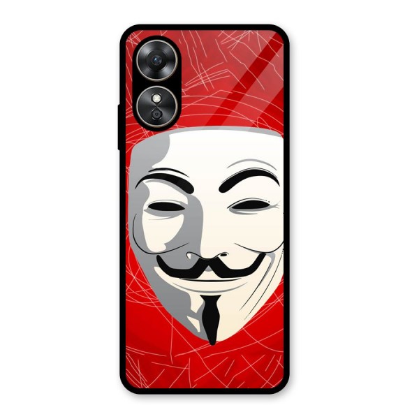 Anonymous Mask Abstract Glass Back Case for Oppo A17