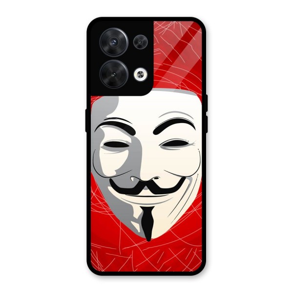 Anonymous Mask Abstract Glass Back Case for Oppo Reno8 5G