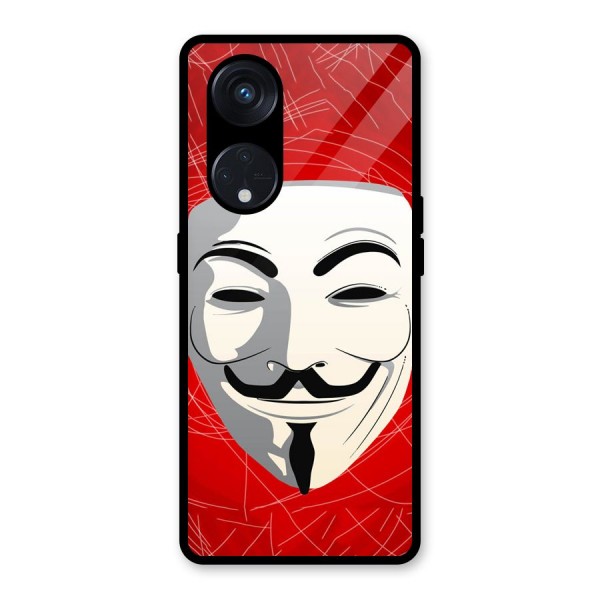 Anonymous Mask Abstract Glass Back Case for Reno8 T 5G