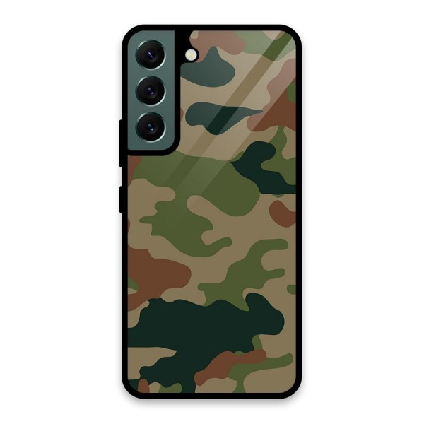Army Camouflage Glass Back Case for Galaxy S22 5G
