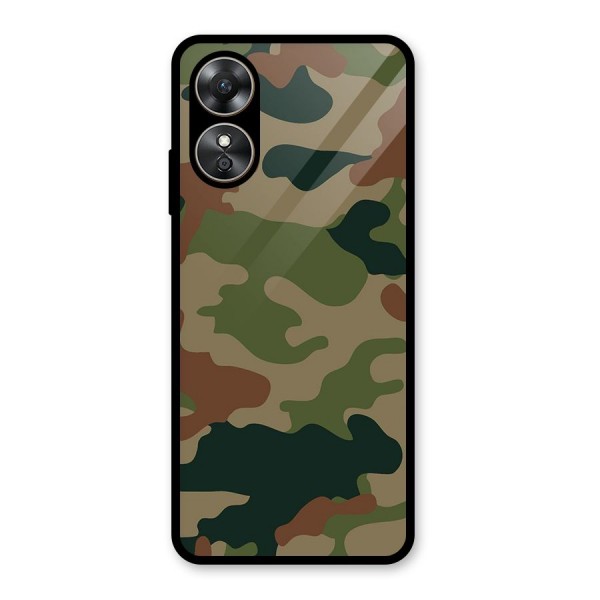 Army Camouflage Glass Back Case for Oppo A17