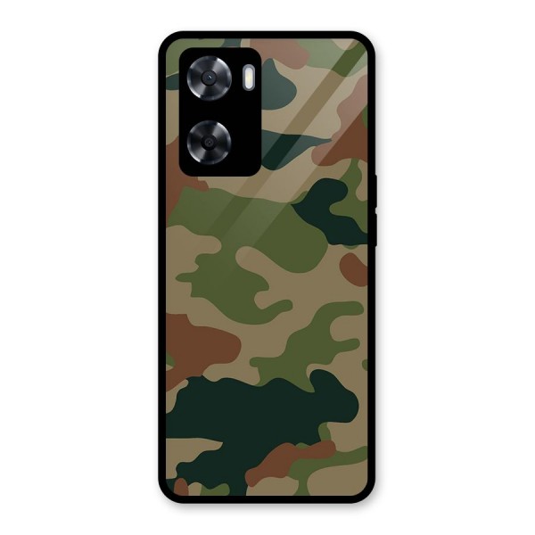 Army Camouflage Glass Back Case for Oppo A57 2022