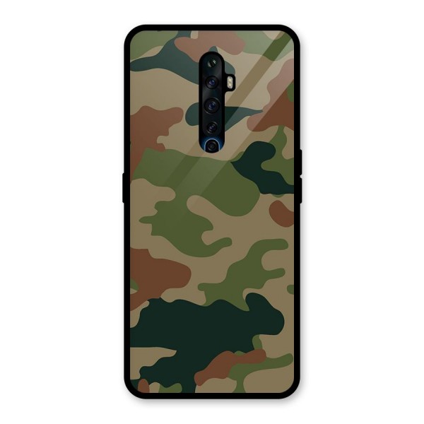 Army Camouflage Glass Back Case for Oppo Reno2 Z