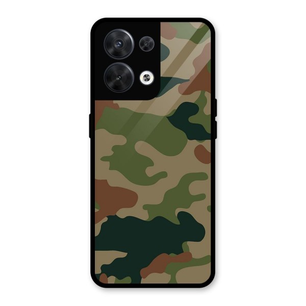 Army Camouflage Glass Back Case for Oppo Reno8 5G