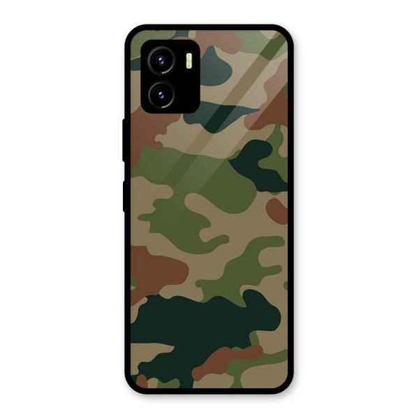 Army Camouflage Glass Back Case for Vivo Y15s