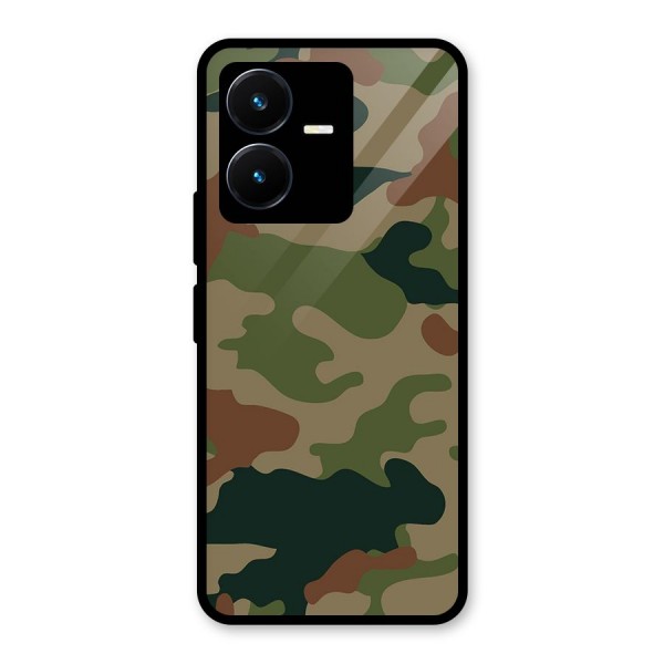 Army Camouflage Glass Back Case for Vivo Y22