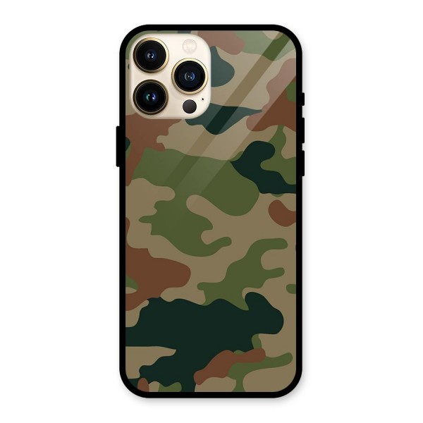 Army Camouflage Glass Back Case for iPhone 13 Pro Max