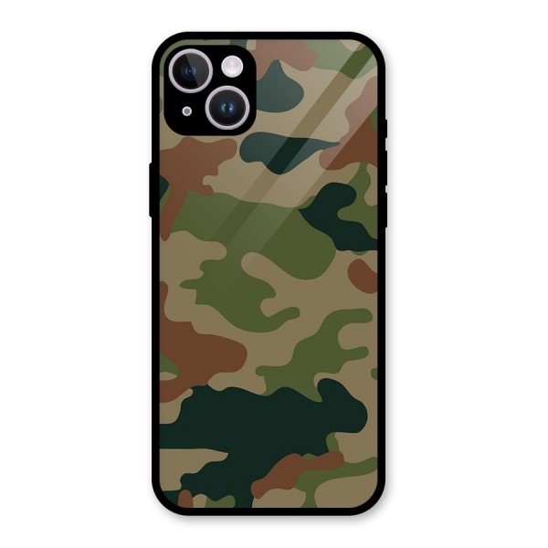 Army Camouflage Glass Back Case for iPhone 14 Plus