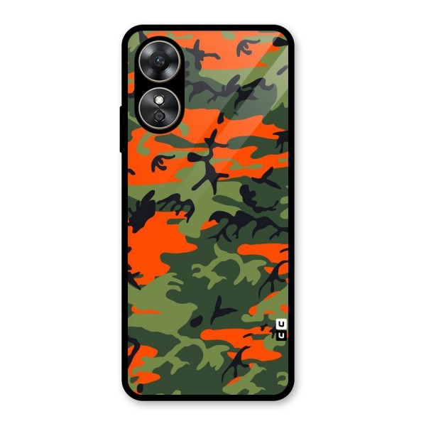 Army Pattern Glass Back Case for Oppo A17