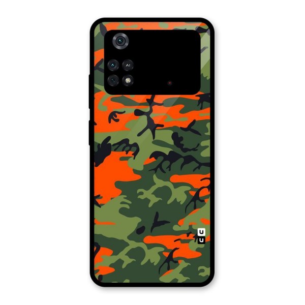 Army Pattern Glass Back Case for Poco M4 Pro 4G