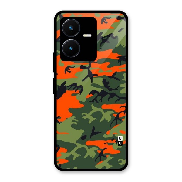 Army Pattern Glass Back Case for Vivo Y22