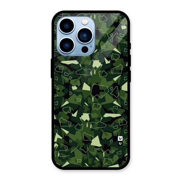 Army Shape Design Glass Back Case for iPhone 13 Pro