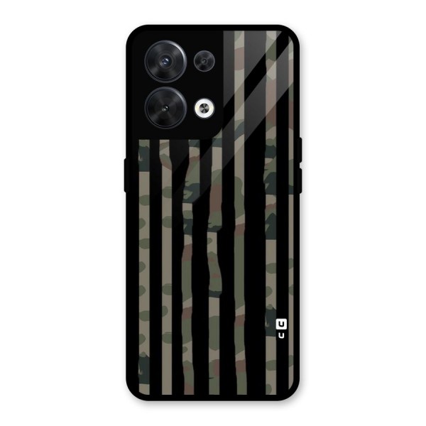 Army Stripes Glass Back Case for Oppo Reno8 5G