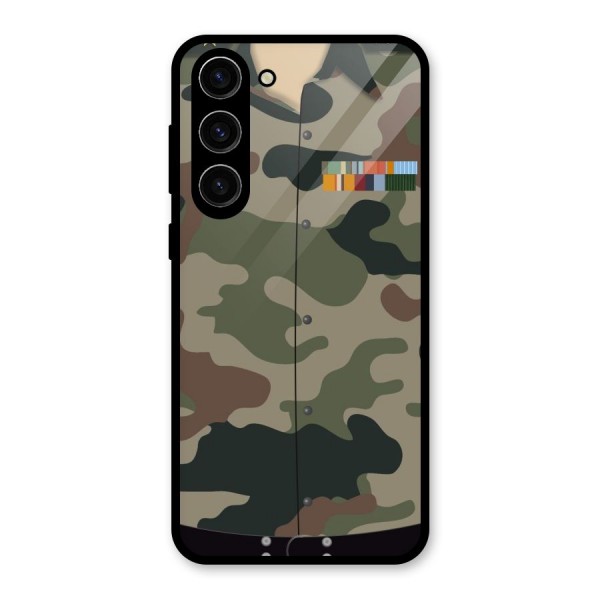 Army Uniform Glass Back Case for Galaxy S23 Plus